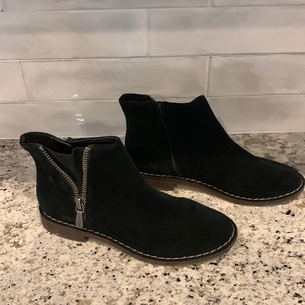 Black Suede Ankle Boots by Clarks